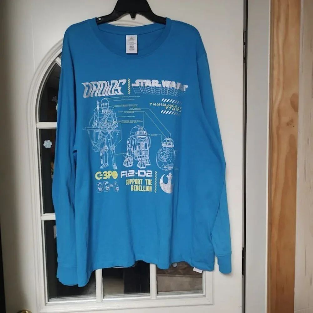 New Disney Star Wars Blue Long Sleeve Shirt Size Men's XXL